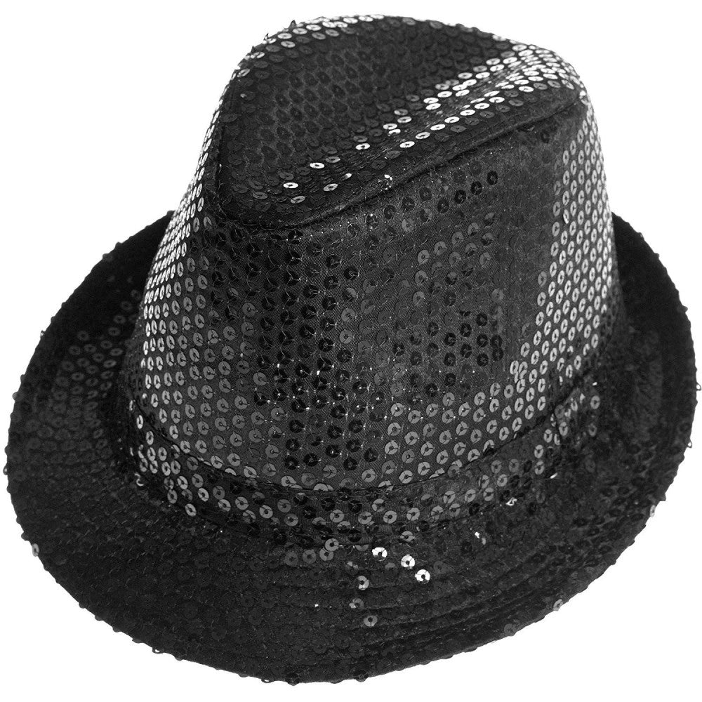 Trade Shop - Cappello Borsalino Paillettes Nero Spettacolo Teatro Paillette Uomo Donna -