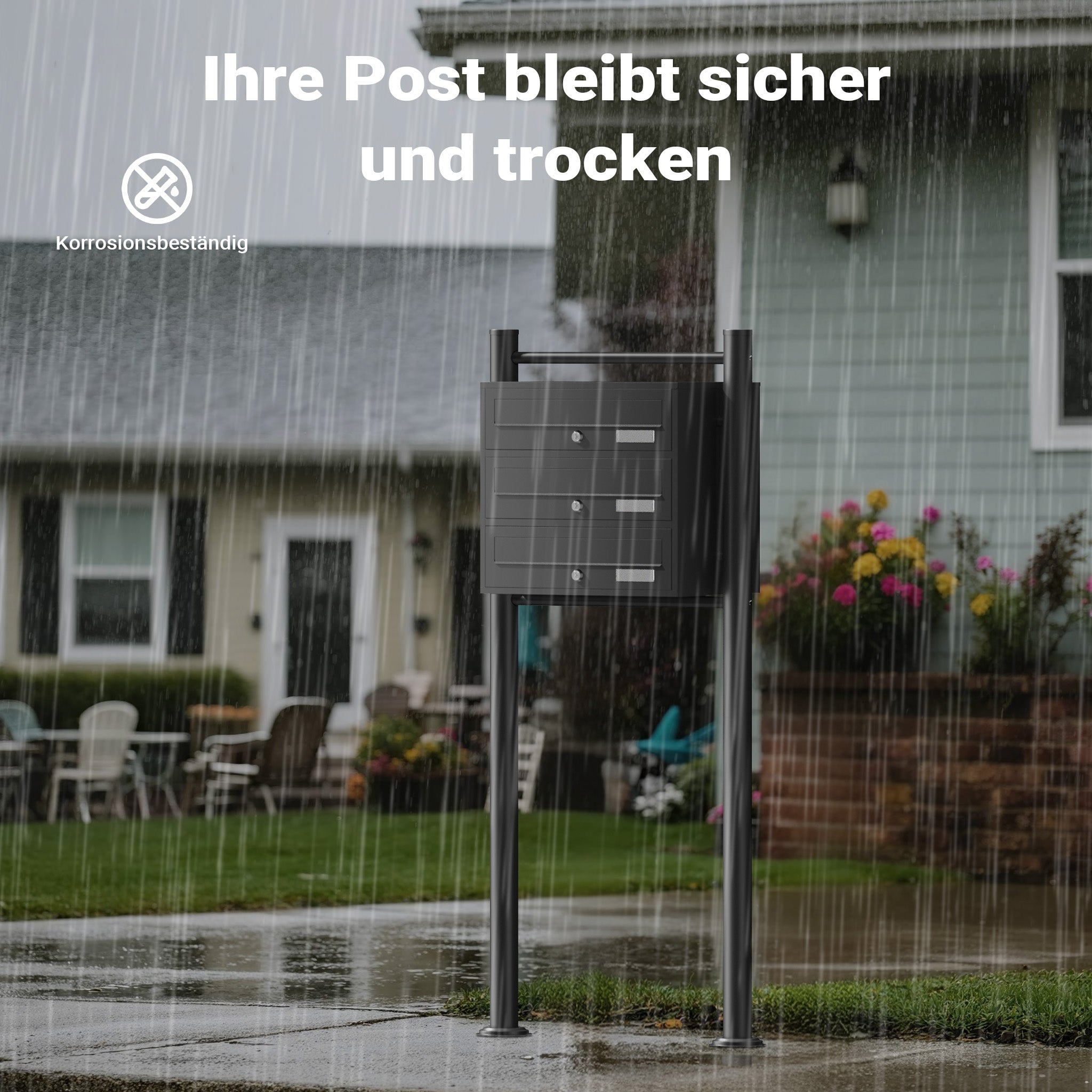 Cassetta postale condominiale autoportante 3 posti, 1 modulo, nero 556 x 270 x 1500 mm