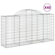 Cestini gabbioni recinzione a gabbia muro di contenimento ad arco 40 pezzi 200 x 50 x 100/120 cm ferro zincato argento 02_0040855
