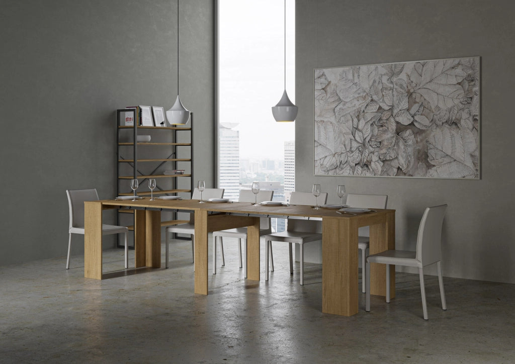 Consolle Allungabile 90-296x48x77 cm in Nobilitato Marrone
