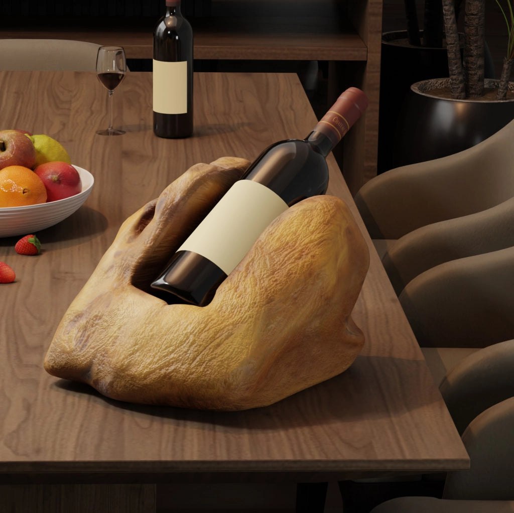 Portabottiglie in legno massello dal design irregolare