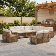 Set Divano da Giardino 13 pz Beige e Bianco Crema polyrattan 3435600