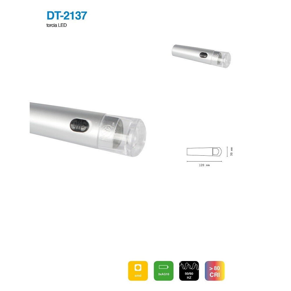 Trade Shop - Set 3 Pezzi Mini Torcia Led Smd 12 Cm Tascabile Portatile Per Campeggio Dt-2137 -