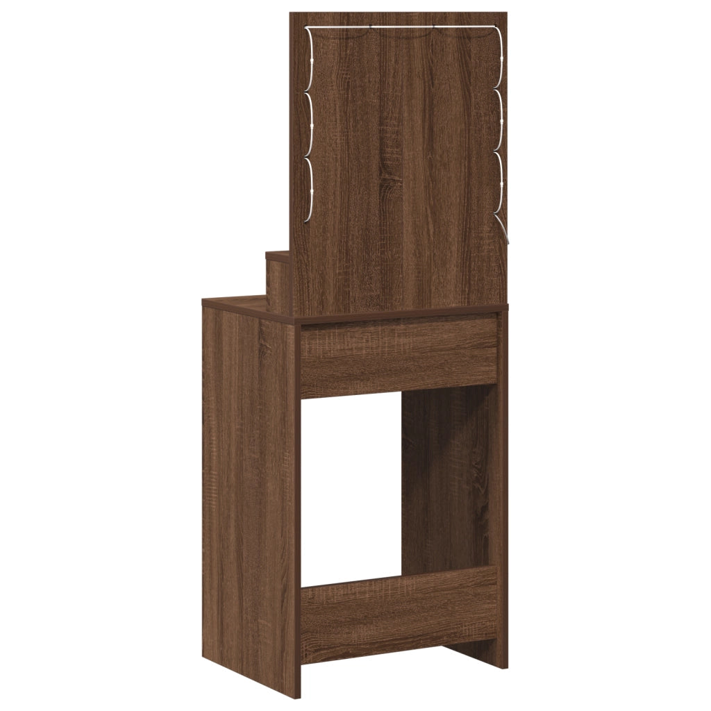 Scrivania per Trucco con Luci LED - Rovere Marrone - 50x41x135 cm