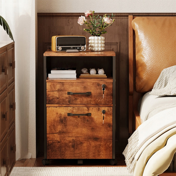 Armadio su ruote per l'archiviazione di documenti con cassetti chiudibili a chiave loft