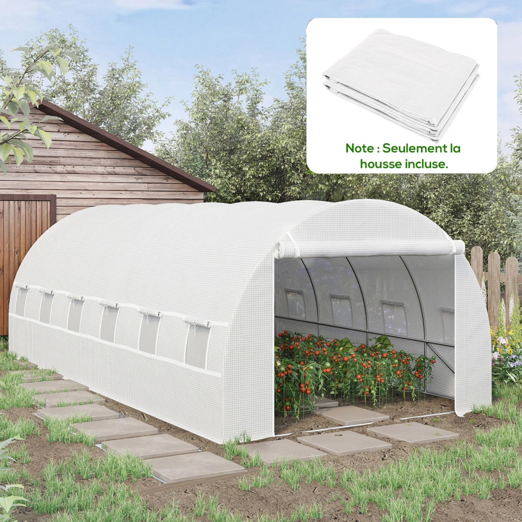 Serra da giardino tunnel ¨C zephmum ¨C 6x3x2 m, 12 finestre, porta a rullo
