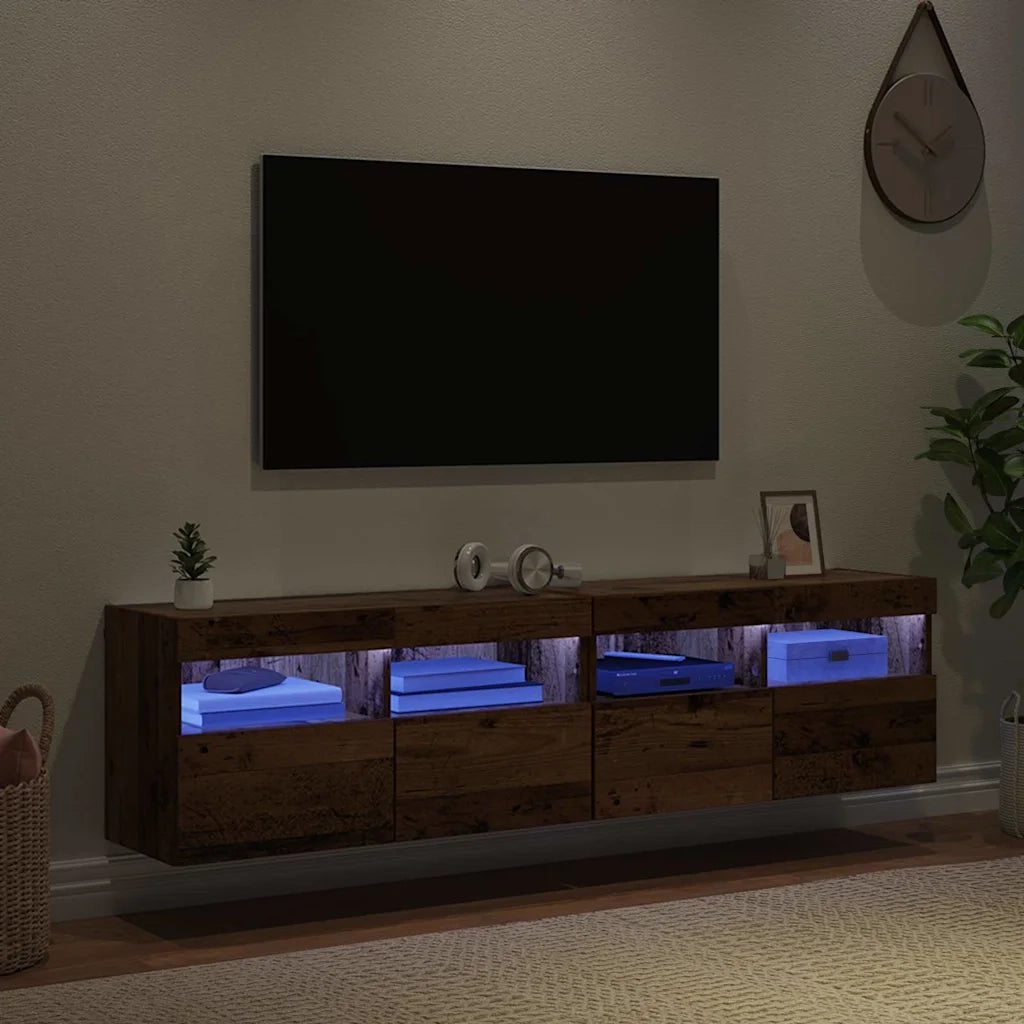 Mobiletti TV da Parete 2 pz-Set di 2 Credenza per TV sospesa Legno vecchio 80 x 30 x 40 cm