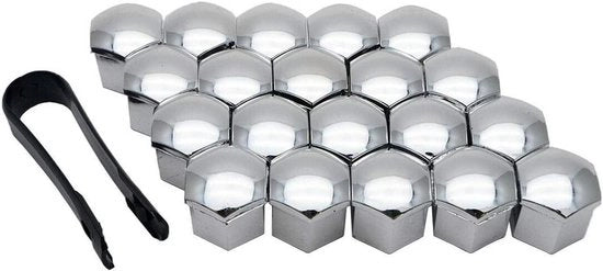 Set di 20 Dadi di Protezione per Ruote a Sei Vie Universali in Argento da 19mm