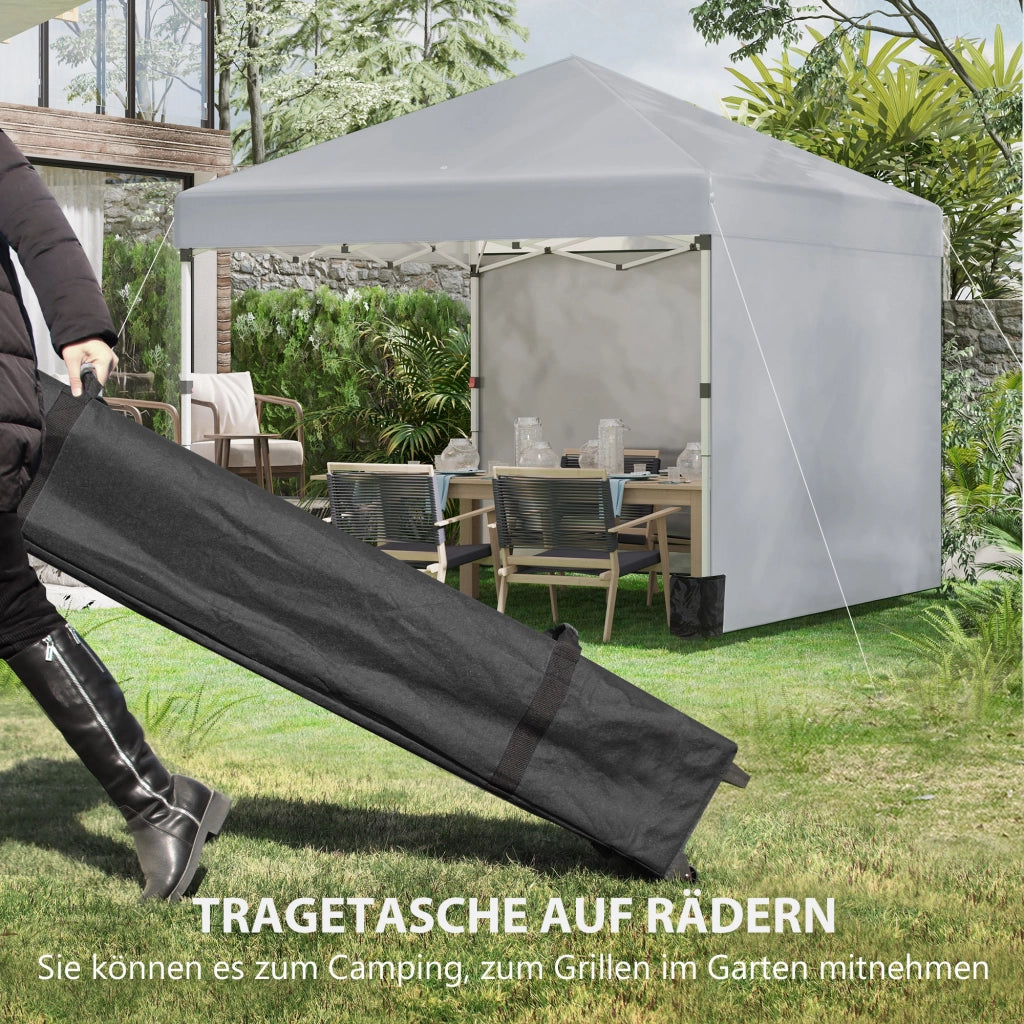Gazebo; due pareti laterali; borsa da trasporto; struttura in acciaio; grigio chiaro; 3 x 3 x 2;7 m