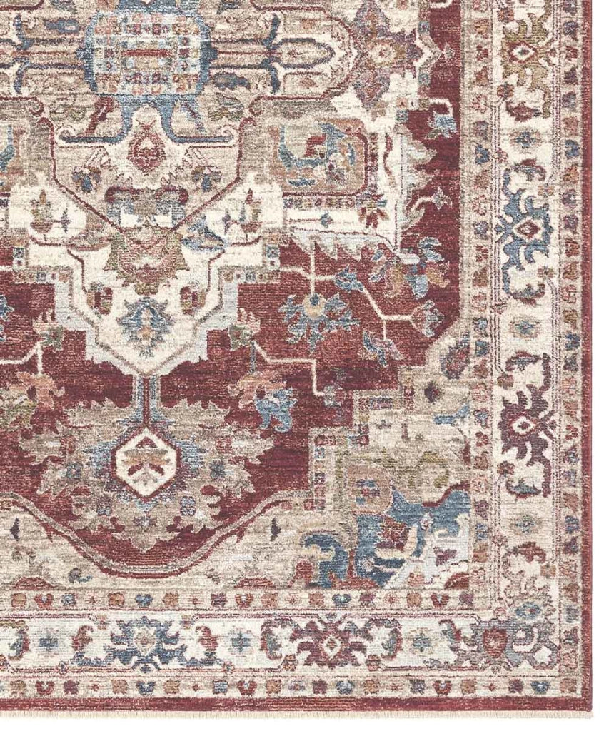 Parure Tappeti orientali MURCIA K7072-E22272 (1 pezzo cm.80x160 + 2 pezzi cm.60x133) motivo persiano stile classico tradizionale colore rosso per scendiletto camera matrimoniale
