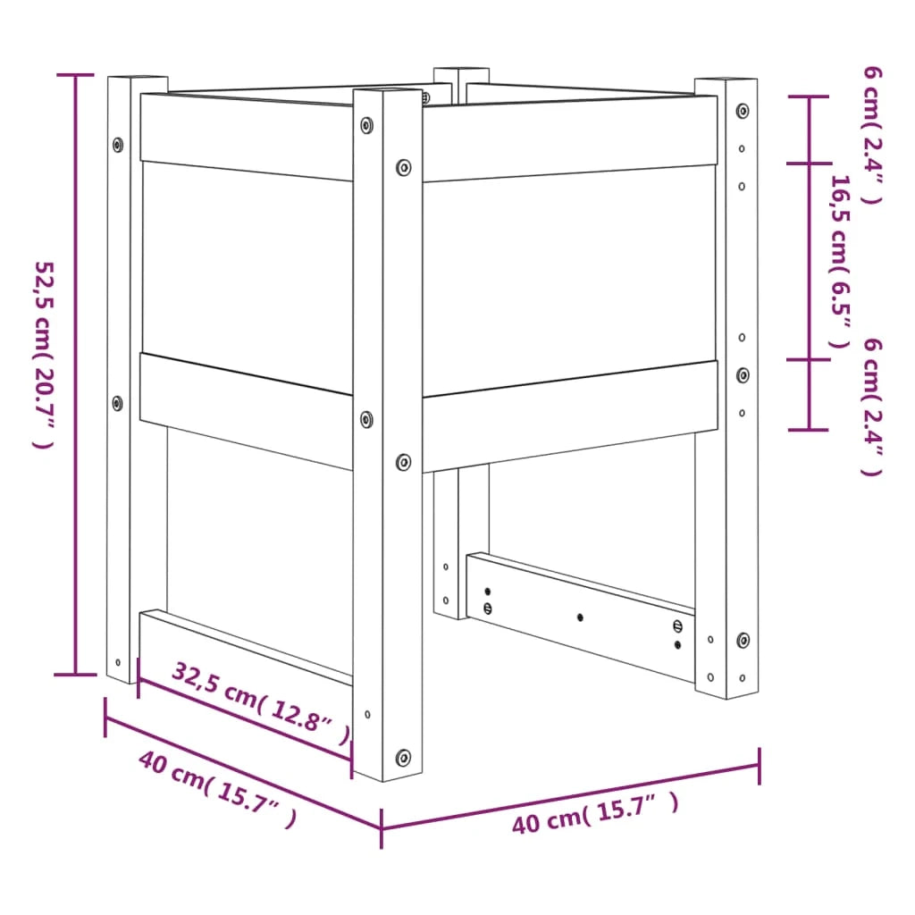 Fioriera rialzata per piante e fiori terrazza giardino 40 x 40 x 52,5 cm legno massello di pino bianco 02_0037574