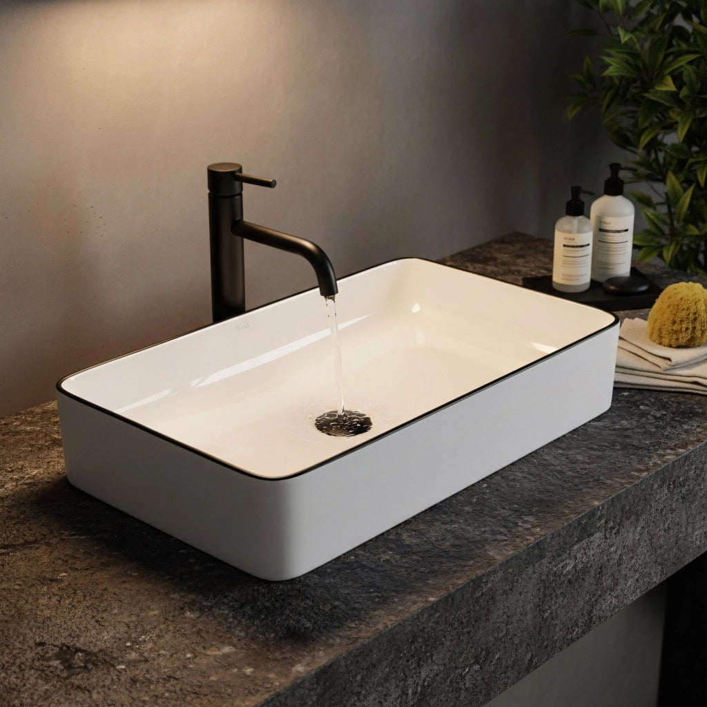 Lavabo Da Appoggio Rea Denis Black Edge