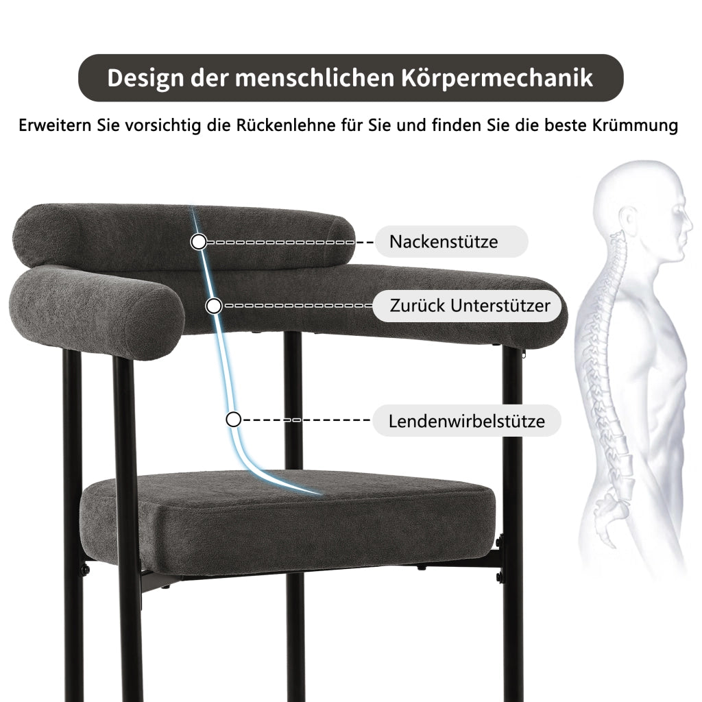 SEDIA Imbottita Ergonomica 70x62x84 cm Grigio Scuro in Tessuto