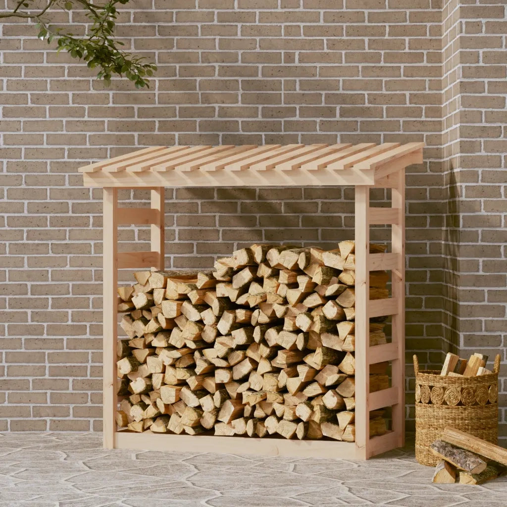Portalegna-Scaffale per Legna 108x64,5x110 cm in Legno Massello di Pino