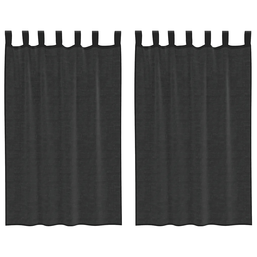 Tende in Voile con Linguetta 2 pz Nero 4102257