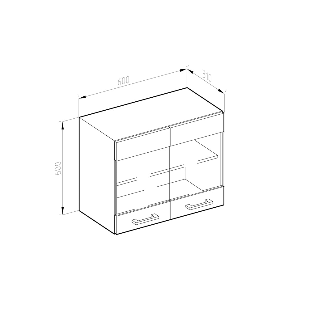 Mobile da cucina in vetro R-Line Rovere dorato/Antracite 60 cm Vicco