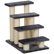 Scaletta per animali domestici, 4 gradini, per cani e gatti, in morbido peluche, grigia, 60x40,5x59 cm