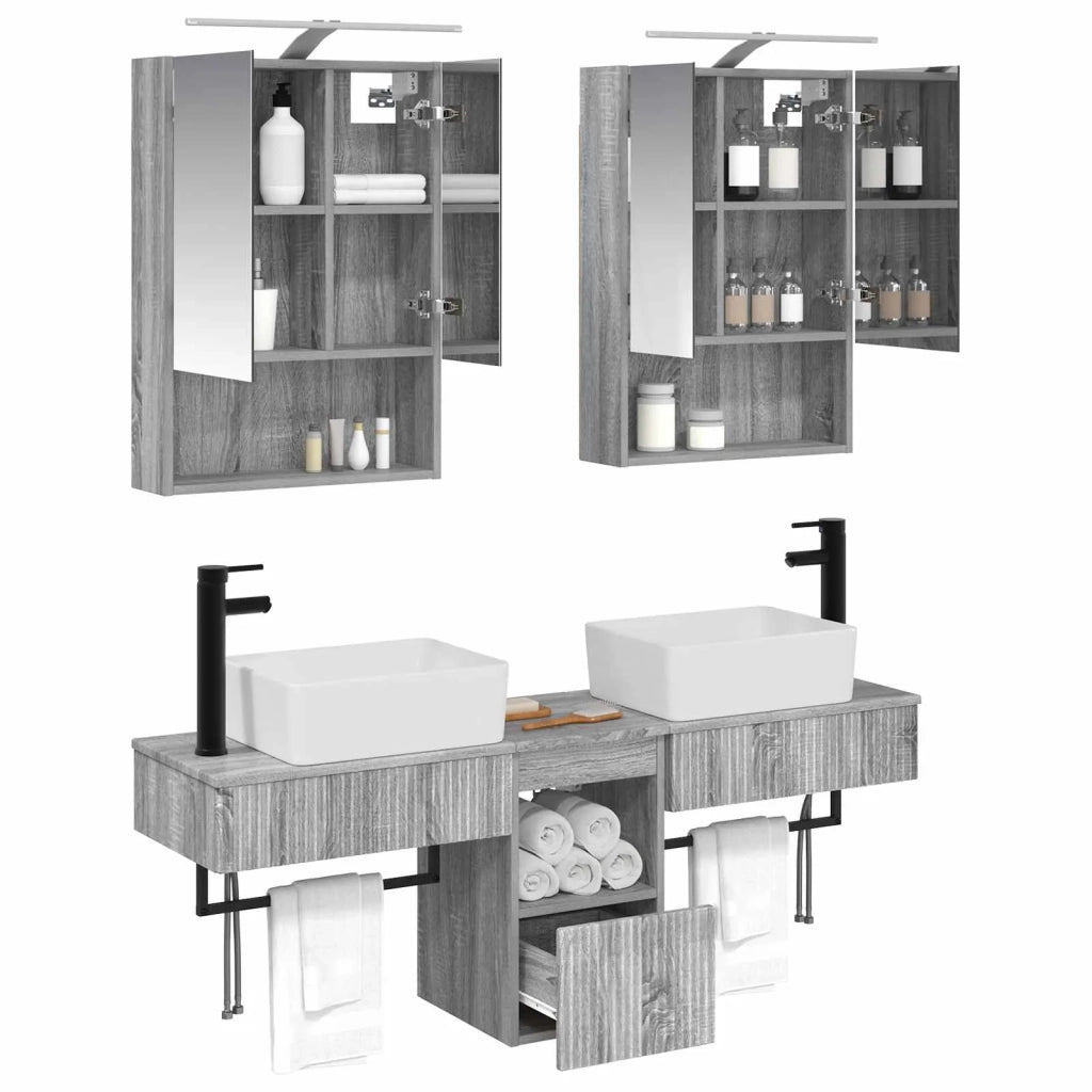 Set di Armadi da Bagno 5 pcs Sonoma grigio 50 x 14,5 x 70 cm 3406324