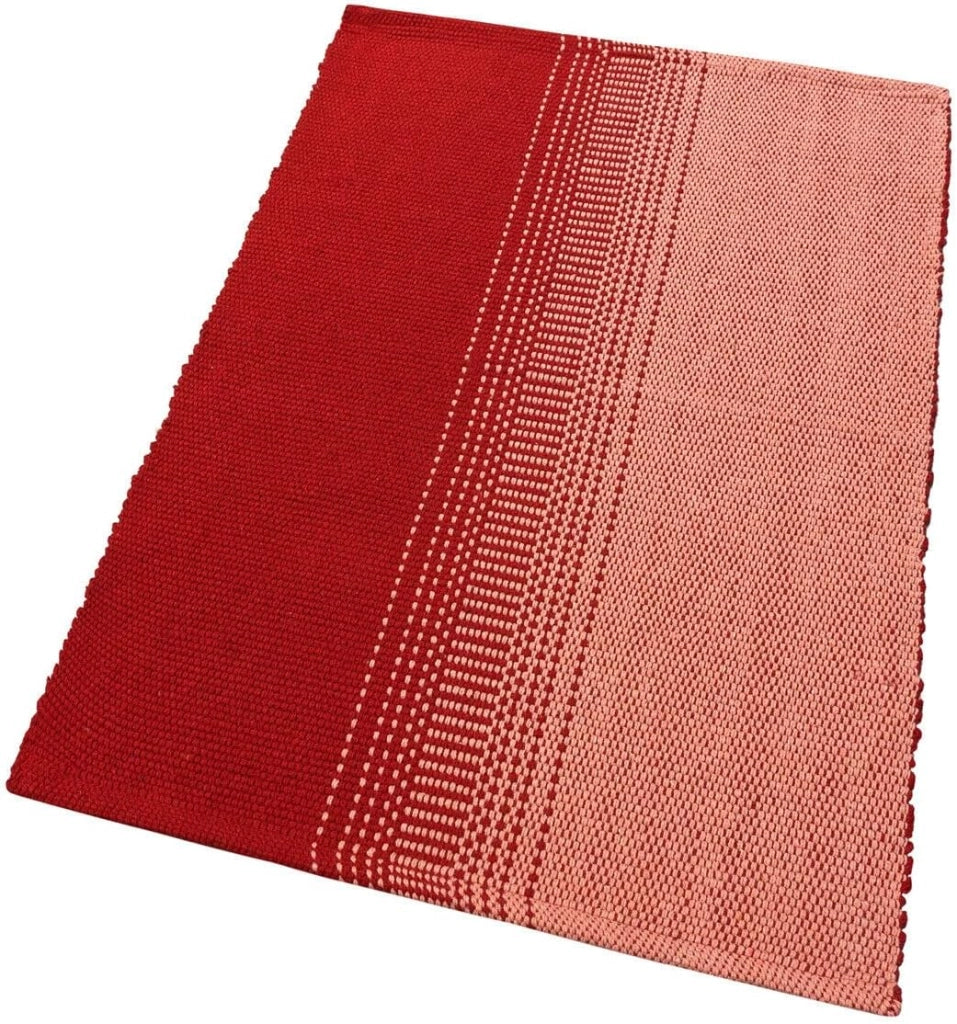 Tappeto Cucina Bagno Puro Cotone Assorbente Tessuto Intrecciato a Mano Rosso 50x110 cm