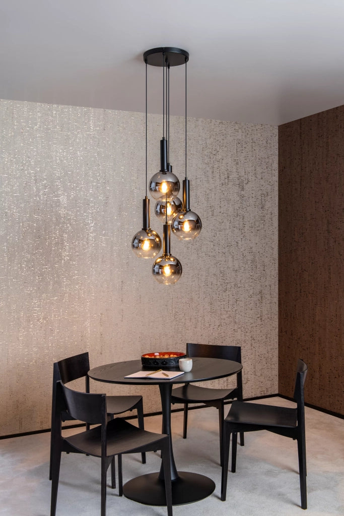 Lampadario MARIUS Lucide nero 5 sfere vetro E27 40W
