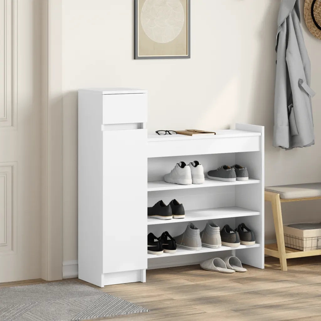 Scarpiera | Mobile per scarpe Bianca 100,5x28x100 cm in Legno Multistrato