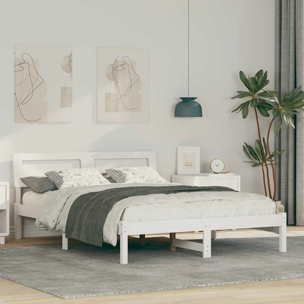 vidaXL Struttura del letto Bianco 140 x 190 cm Legno di pino massello