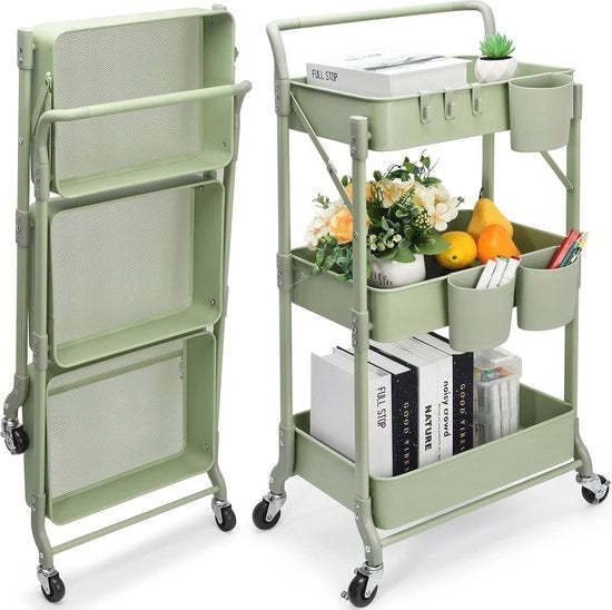 Carrello da cucina pieghevole - Tavolo da servire multifunzionale per cucina, bagno e ufficio - Spazievenditore e trasportabile