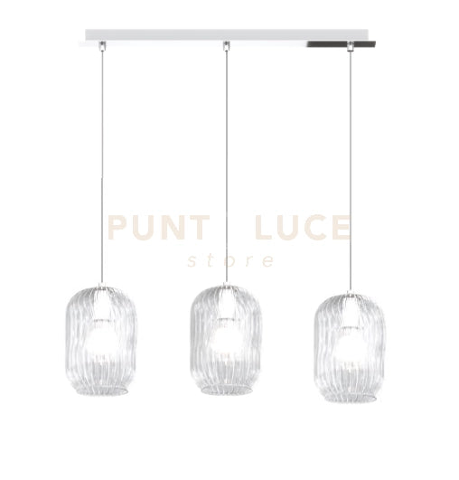 SOSPENSIONE CROMO 3 LUCI RETTANGOLARE VETRI TRASPARENTE 1181CR-S3 R-TR