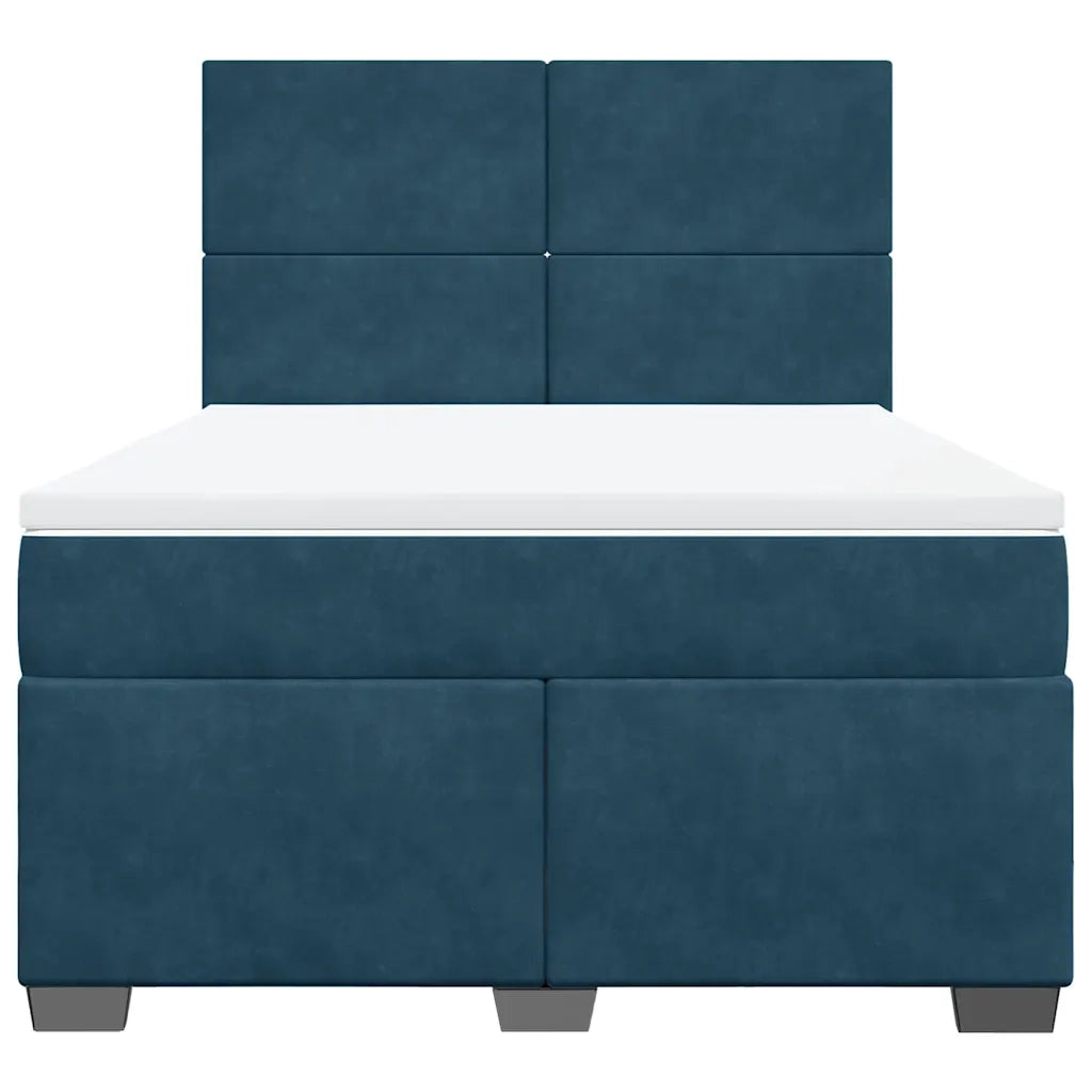 vidaXL Giroletto a Molle con Materasso Blu 140x190 cm in Velluto