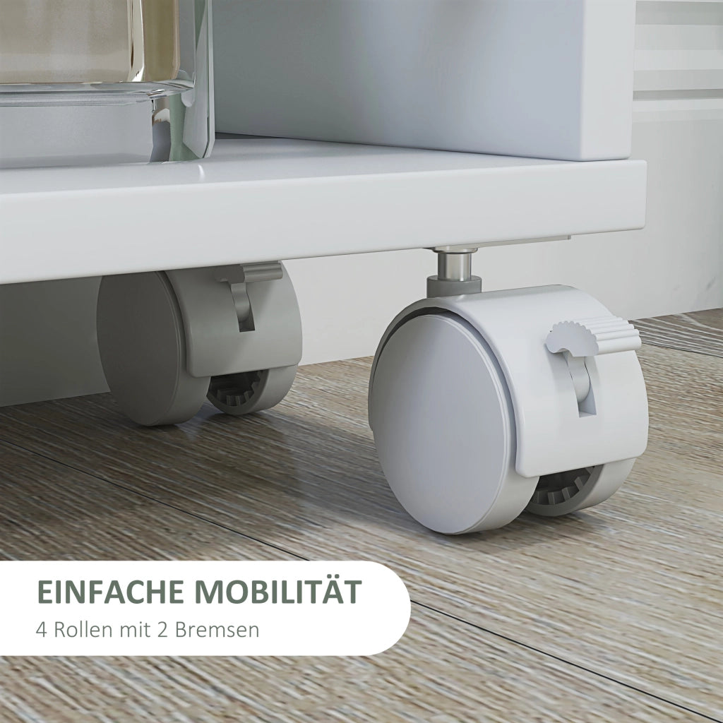 CARRELLO PORTAOGGETTI SOTTILE 45x15x91 cm Bianco in pannello truciolare