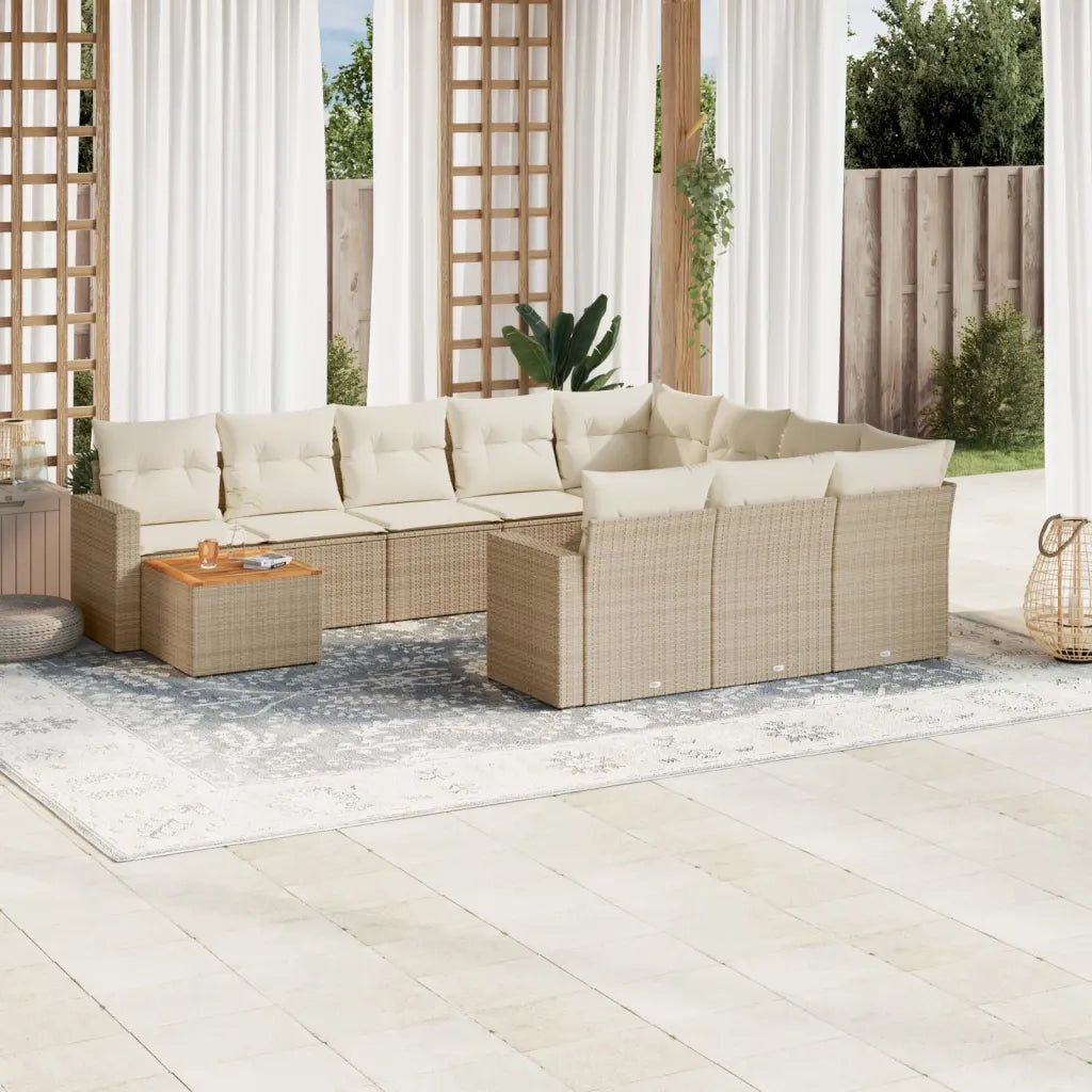 Set Divani da Giardino 11 pz con Cuscini Beige in Polyrattancod mxl 117122