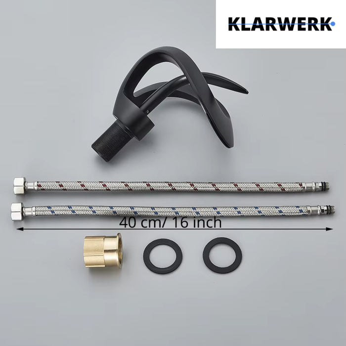 NAVIS | Rubinetto a cascata di design per bagno  nero | Elegante rubinetto in acciaio inossidabile premium per lavelli | Miscelatore  2 attacchi