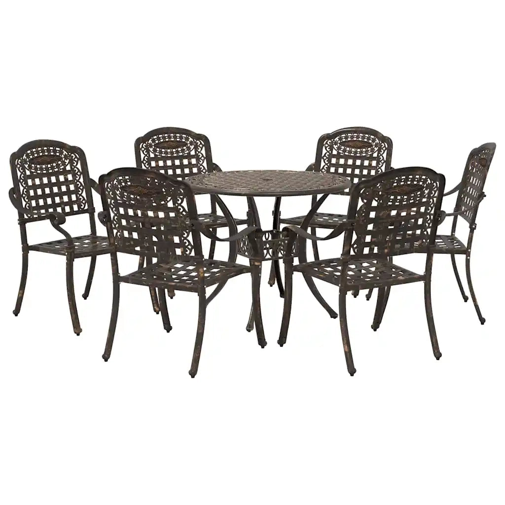 Set da Pranzo per Giardino 7 pcs Bronzo Alluminio 3334688