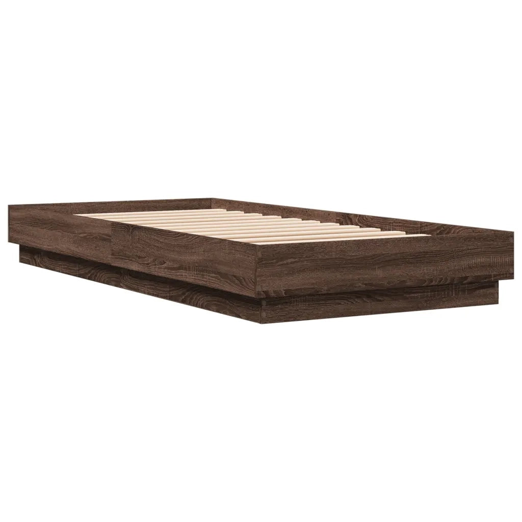 Letto singolo | Letto per adulti | Giroletto con LED Rovere Marrone 100x200 cm