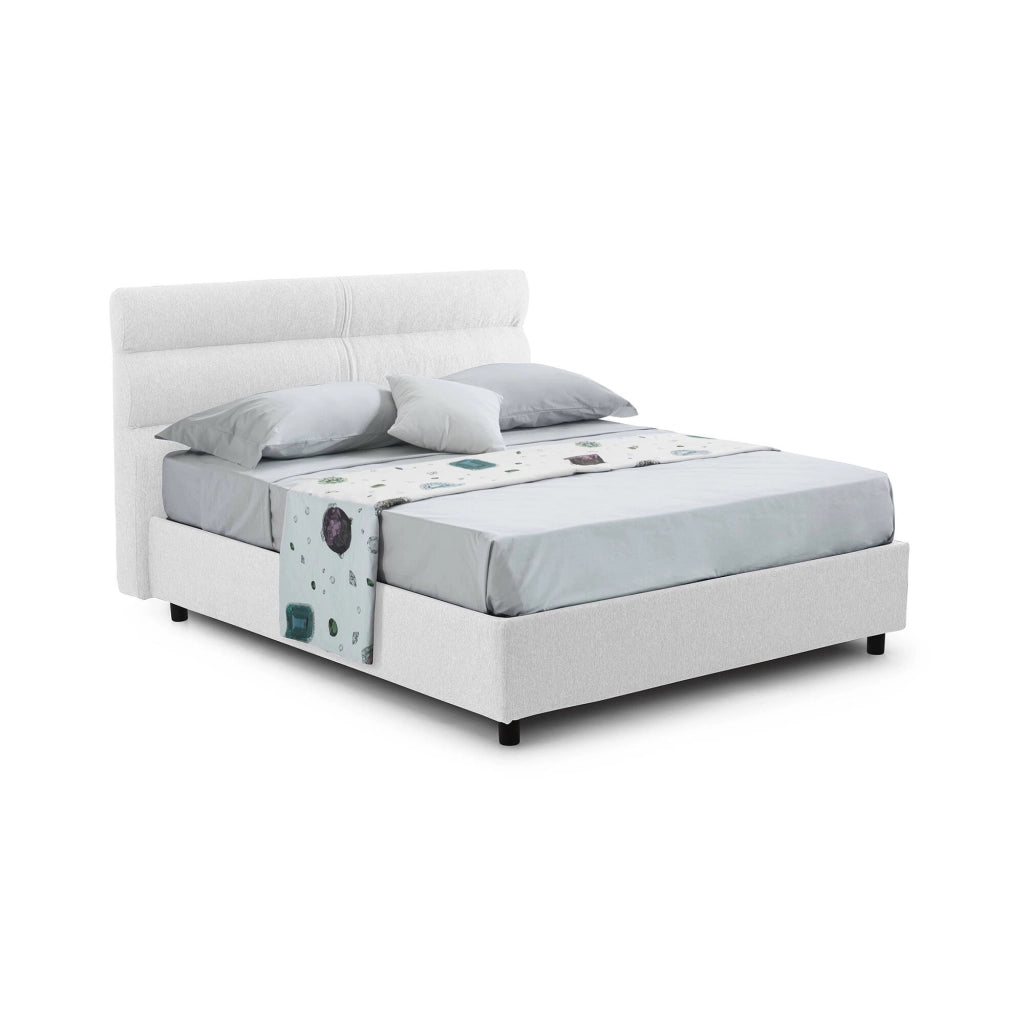 Letto Matrimoniale Briaglia, Letto Matrimoniale Sfoderabile Made in Italy, Bianco