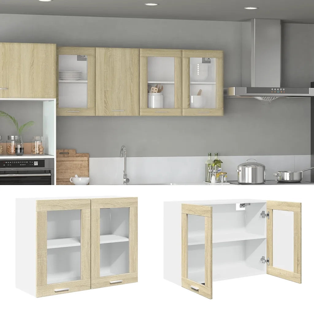 Mobile Pensile Â“LyonÂ” Vetro Rovere Sonoma 80x31x60cm