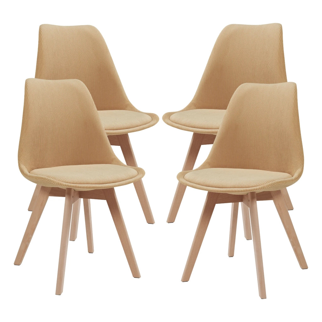 Set di 4 sedie da pranzo 82 x 49 x 54 cm design moderno robuste velluto a coste giallo senape 03_0009826