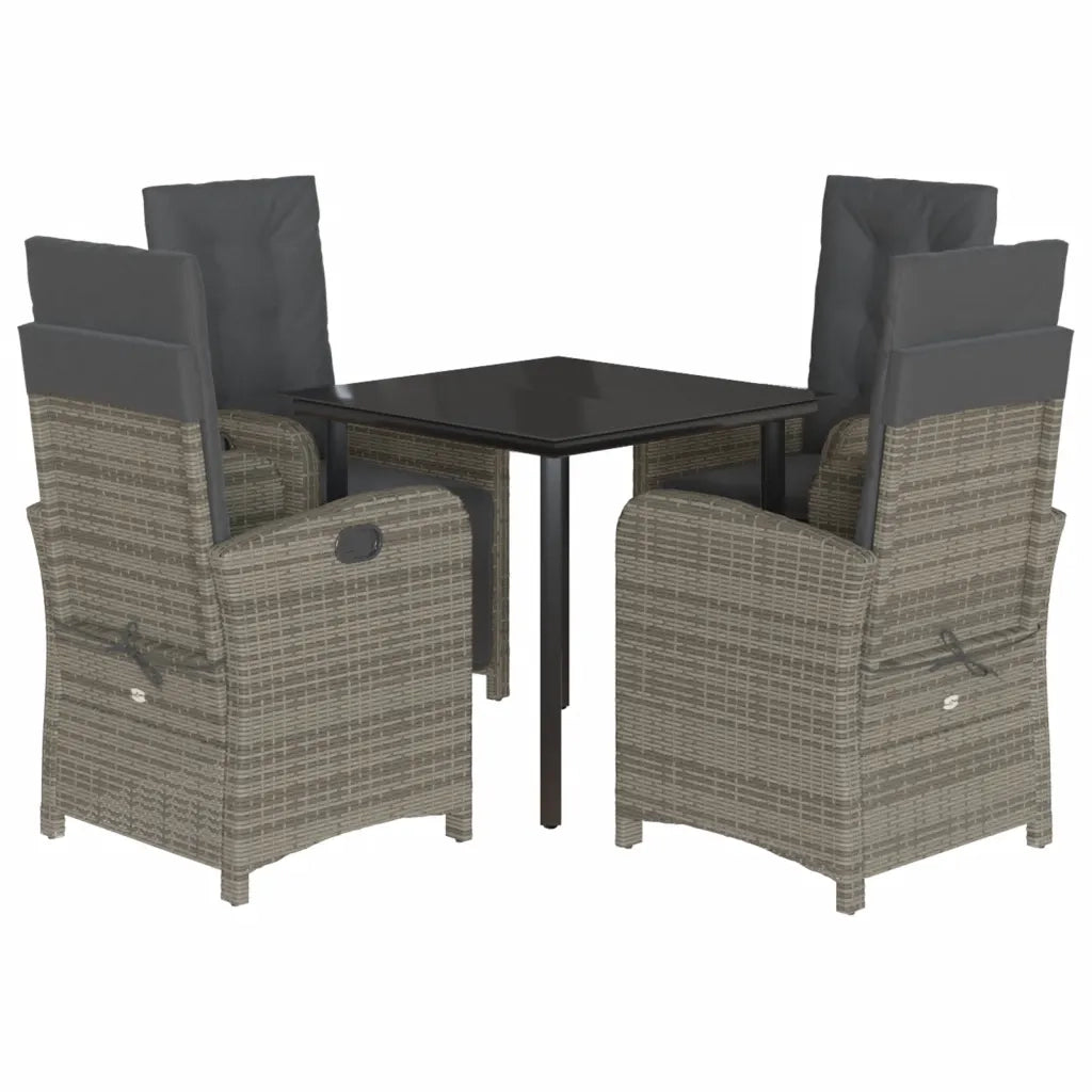 Set da Pranzo da Giardino 5 pz con Cuscini in Polyrattan Grigio 3212564