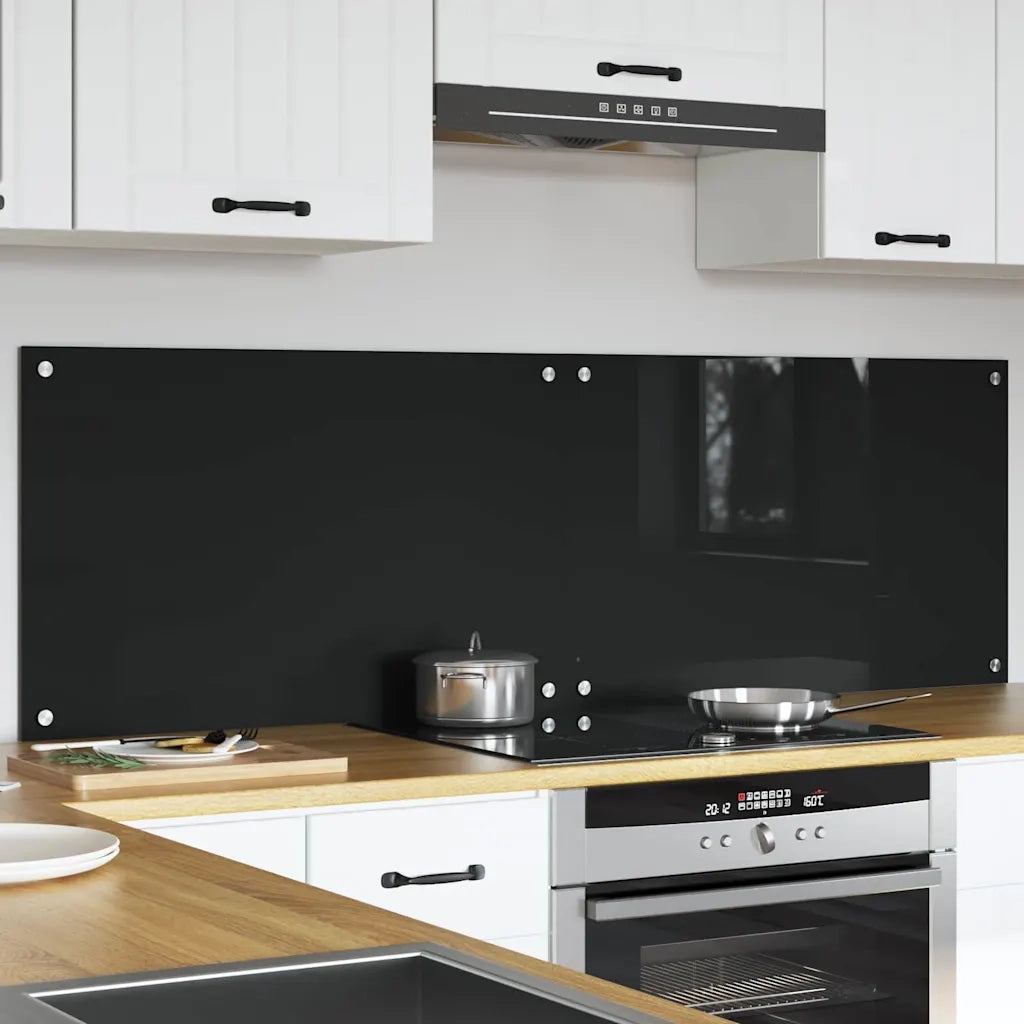 Schienale da cucina 2 pcs Nero 80 x 50 cm vetro temperato