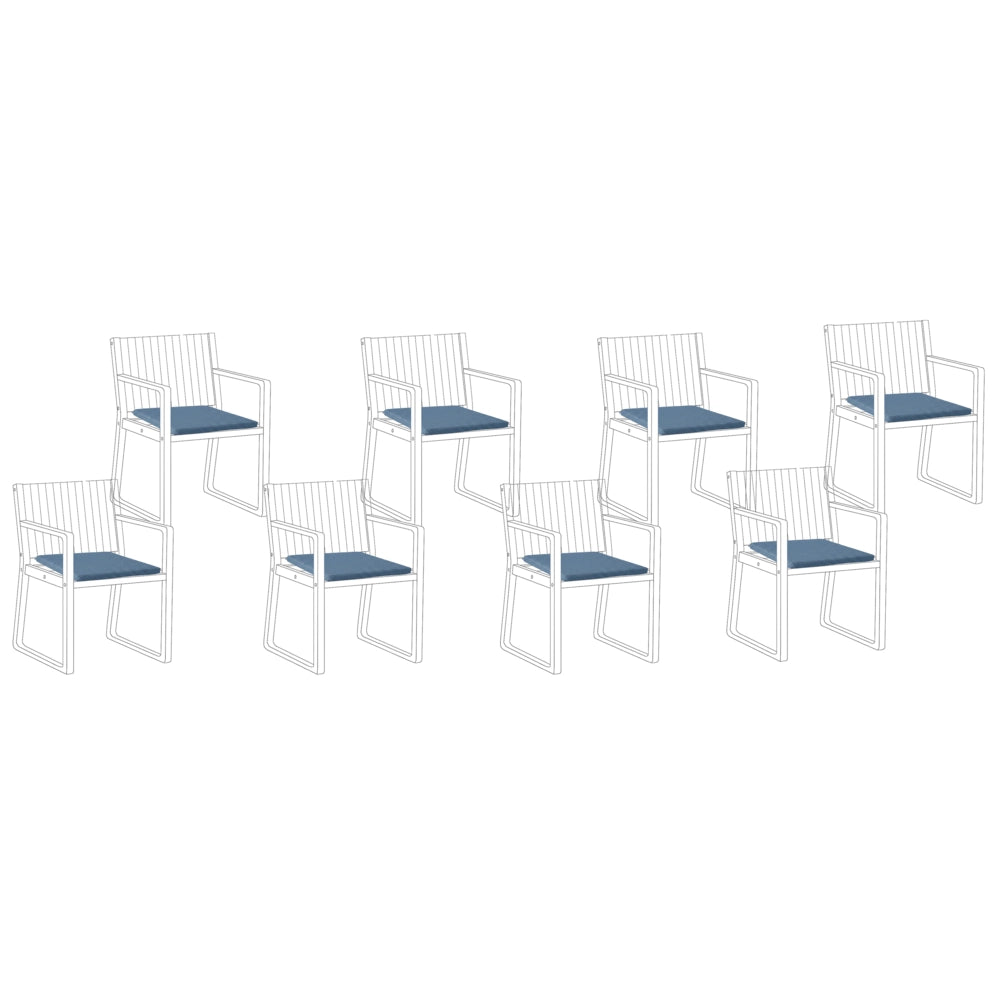 Set di 8 cuscini per sedie da giardino in tessuto di poliestere blu resistente ai raggi UV