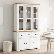 Credenza BODO 115,5x43x200,5 cm Massello Pino Bianco e Marrone