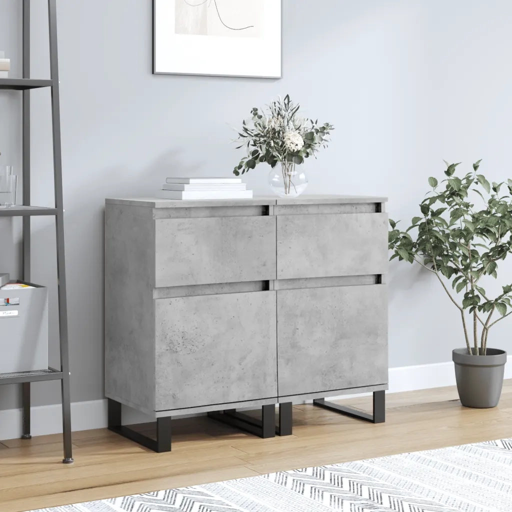 Credenze 2 pz | Madia | Buffet da pranzo | Armadio da pranzo Grigio Cemento 40x35x70 cm in Legno Multistrato