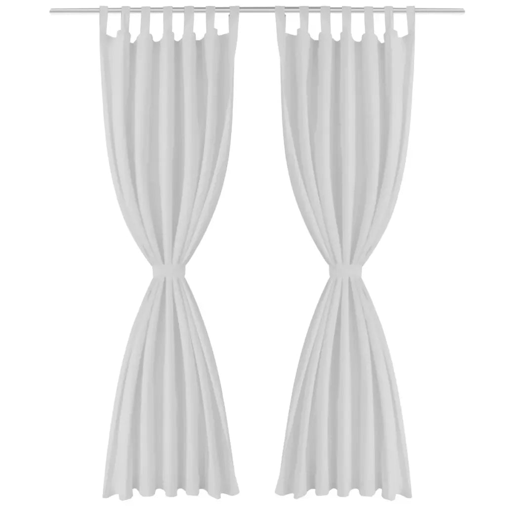 Tende in Micro-Raso Bianche 2 pz con Occhielli 140 x 175 cm