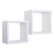 Set di 2 Mensole da Muro Modello Q-BIS MAXI, Cubi Arredo, Mensole Cubo, Cubi da Parete. Misure 35x35 p23.7 cm e 31x31 p23.7 cm. Finitura  BIANCO - MADE IN ITALY
