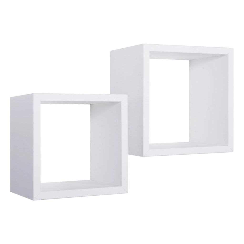 Set di 2 Mensole da Muro Modello Q-BIS MAXI, Cubi Arredo, Mensole Cubo, Cubi da Parete. Misure 35x35 p23.7 cm e 31x31 p23.7 cm. Finitura  BIANCO - MADE IN ITALY