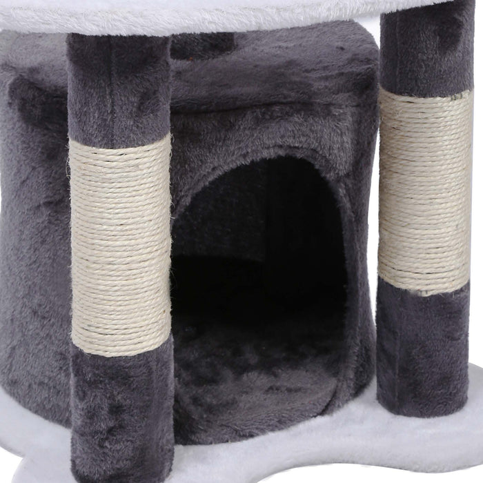 Albero tiragraffi 67 cm grigio/bianco Con sisal, piattaforma, nicchia e pallina