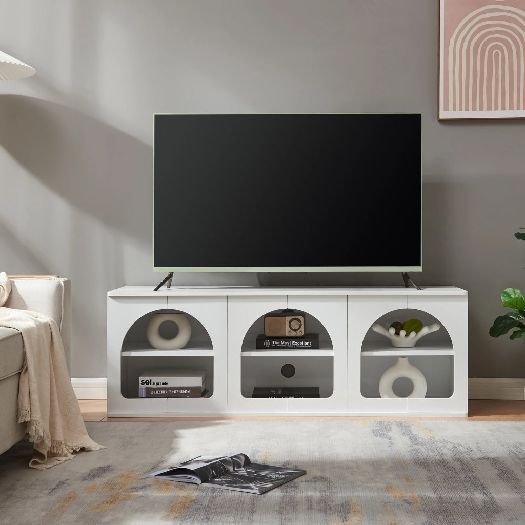 Mobile Porta TV Trorhun con Ripiano 140 x 38 x 48 cm - Bianco [en.casa]