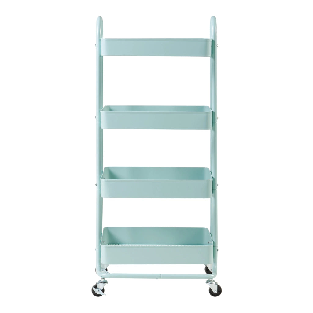 Carrello da Stoccaggio Pyhäntä con 4 Contenitori - Acciaio Menta Verde [en.casa]