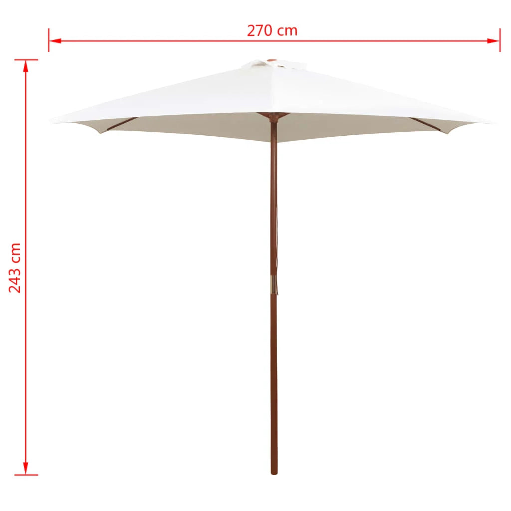 Ombrellone con palo in legno 270 x 270 cm bianco crema 02_0008140