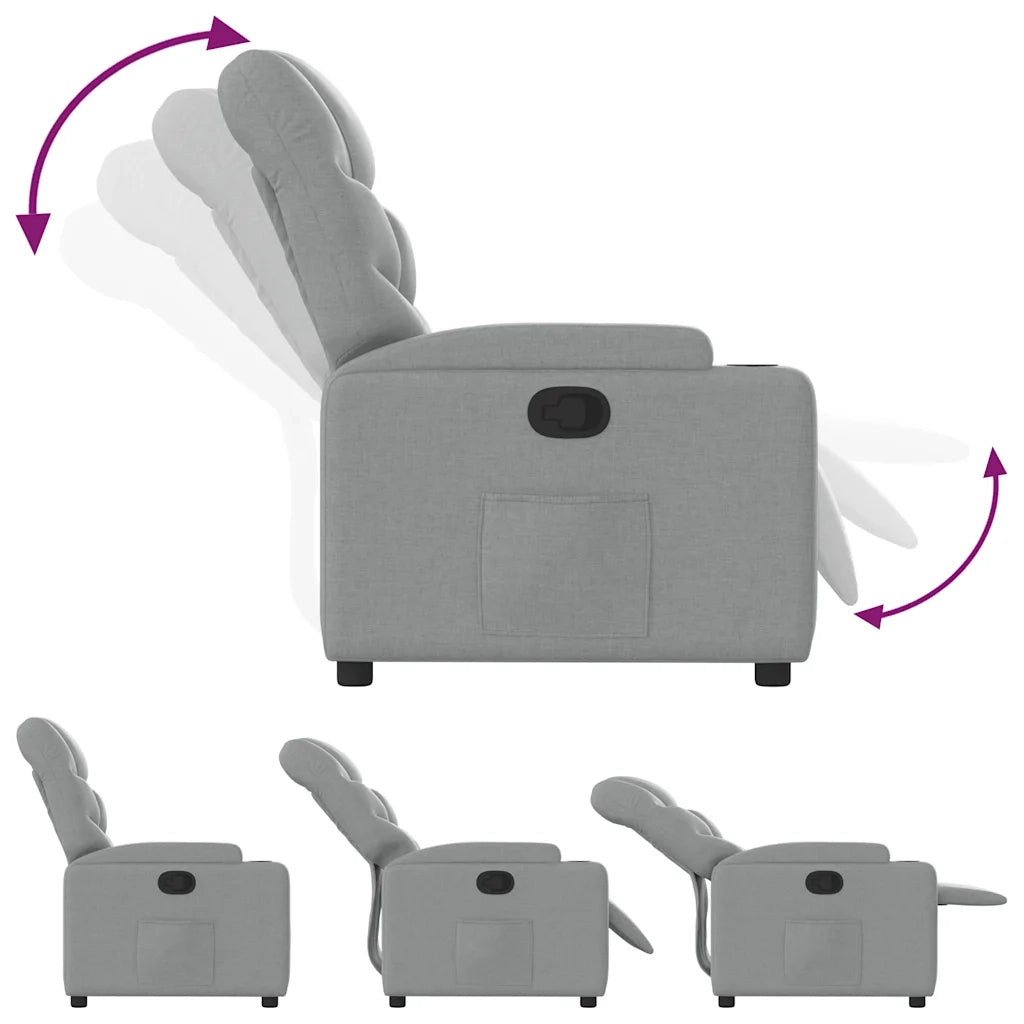 Divano Sedia-Poltrona Reclinabile in Tessuto Grigio Chiaro 764865
